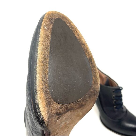PURA Lopez Black Leather Heeled Oxfords Size 38 Made in Spain (like Chie Mihara) - Picture 8 of 10